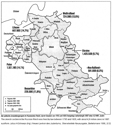 Die BSSR im Ansiedlungsrayon fr Juden 1897
                        -- Osteuropa, Eastern Europe, map, mapa, Karte,
                        carta, carte