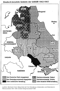 Osteuropa: Deutsch besetzte Gebiete der
                        Sowjetunion mit Polen, Baltenstaaten Estland,
                        Lettland, Lithauen, Weissrussland (BSSR),
                        Bessarabien und Ukraine 1941-1945