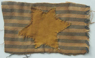 Hungary, striped armband with yellow
                          Jewish star without inscription