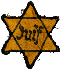 France, Jewish star (French: toile juive,
                        toile jaune) with the inscription
                        "Juif"