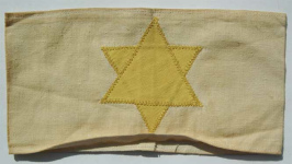 France, white armband with yellow Jewish
                          star without inscription