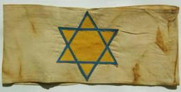 Slovakia, white ghetto armband with blue
                          Jewish star on yellow background