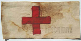 Poland, Auschwitz, armband for medical
                          service, white with red cross