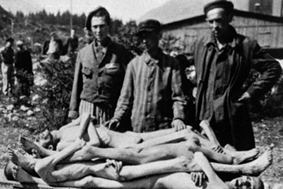 CC Ebensee, dead bodies on
                        a trolley