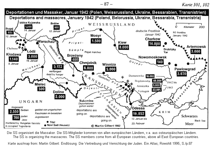 Judenverfolgung: Massaker in der Ukraine und
                    Deportationen nach Bessarabien und Transnistrien,
                    Januar 1942