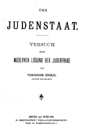 Theodor Herzl, book "Der
                          Judenstaat" 1896, Titelblatt