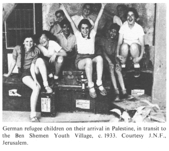 [Mossad] Encyclopaedia Judaica (1971):
                          Youth Aliyah, vol. 16, col. 862: youth on
                          suitcases