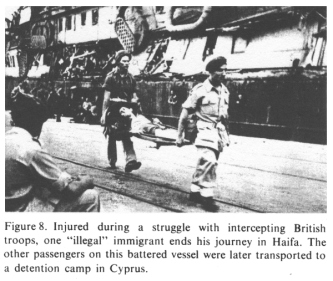 Encyclopaedia Judaica (1971): [[racist Zionist]]
                  Berihah, vol. 4, col. 627-628: A half-dead brought
                  into hospital in Haifa. The other passengers on this
                  battered vessel were later transported to a detention
                  camp in Cyprus