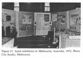 Encyclopaedia Judaica (1971), vol. 16, col. 1105:
                  [[Racist Zionist]] Israel exhibition in Melbourne,
                  Australia, 1952. Photo City Studio, Melbourne