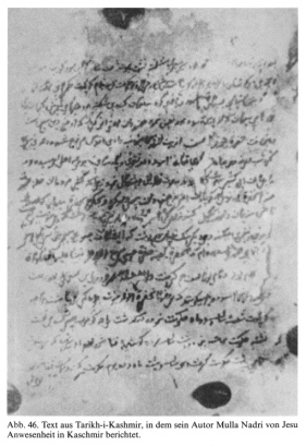 Text von Mulla Nadiri, demgemss sich Jesus
                        im Jahr 54 in Kashmir als Prophet verkndet hat