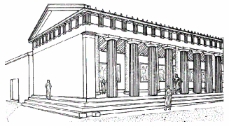 Stoa, una sala columnaria "Stoa
                    poikile" en Atenas