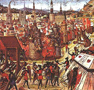 Cruzadas satánicas de
                                cristianos de fantasía contra musulmanes
                                de fantasía, ocupación de Jerusalén,
                                ilustración