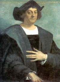 Columbus, portrait [37] - he should rob
                gold, his men only could find little thus he brought
                natives as slaves
