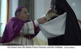 San Luca,
                    Bischof Morosini stopft der [Fantasie]-Madonnafigur
                    einen gehängten [Fantasie]-Jesus in die Schürze