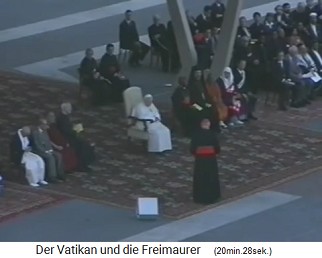The meeting of all
                      religions at the Vatican on 18 October 1999 - the
                      Pope sits in isolation in his big armchair