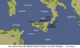 Mapa con el sur de Italia, Calabria y Sicilia