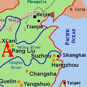 Map with the position of Hangzhou, today
                    China