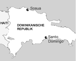 "Hispaola", today Dominican
                      Republic with the position of the town of
                      "Santo Domingo" / "Holy
                      Sunday"