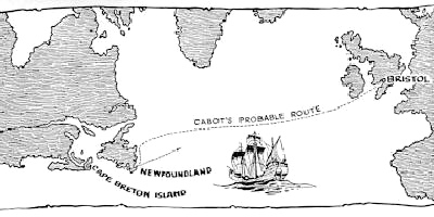 Map with the trip of Giovanni
                      Caboto / John Cabot