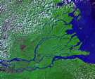 Satellite photo of the Orinoco River
                          delta