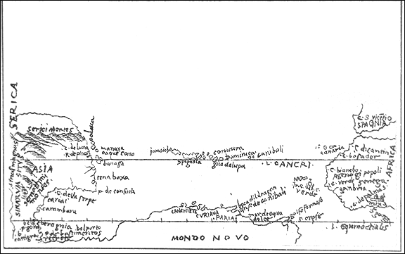 Bartholom Columbus / Alessandro Zorzi,
                          abstract for a map of "West India"
                          1503-1522