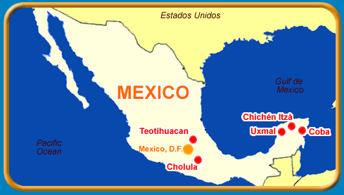 Map of Mexico with the position of
                            Cholula