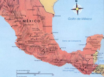 Map with the position of
                            Guatemala between Mexico and El Salvador