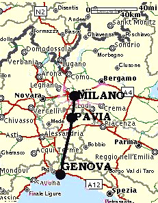 Map with the position of
                            Pavia
