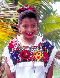 Yucatan: Maya natives with
                              traditional clothes