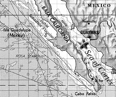 Karte der Insel Guadalupe in Mexiko / Mexico