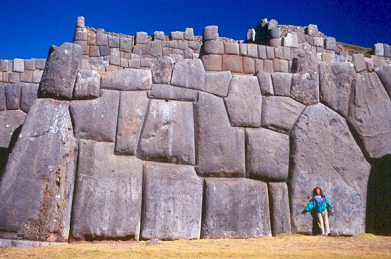 Fortress of Sacsayhuamn
                          above Cusco, giant stones, cut and put by
                          extraterrestrials