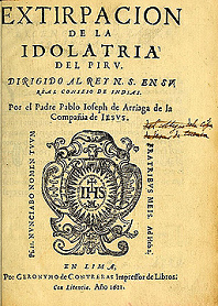 Arriaga: Extirpacin de
                          la idolatra (1621), cover