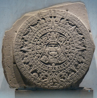 Sun
                          stone / calendar stone of the Maya natives in
                          Mexico