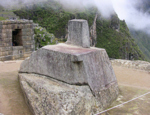 Sun Stone in Machu Picchu near Cusco
                              in Peru