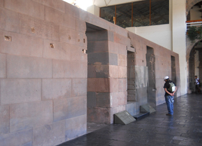 Cusco, church with the
                          walls of the Temple of the Sun, also inside