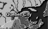 Karte mit "Quebec" an der Mndung
                        des Flusses, der heute auf allen Karten
                        "St. Lorenz-Strom" heisst