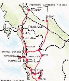 Karte mit der Position von
                        Patani auf heute Thailndischem Gebiet der
                        Halbinsel Malaya