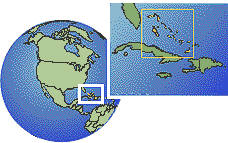 Karte mit der Position der Bahamas-Inseln