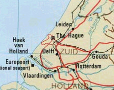 Karte mit der Position der europischen
                            Porzellanstadt Delft, Holland