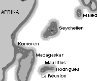 Positionen von Madagaskar, La
                                Runion, Mauritius