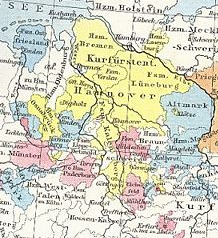 Map with the electorate of Hannover, more or
                      less today's Lower Saxony