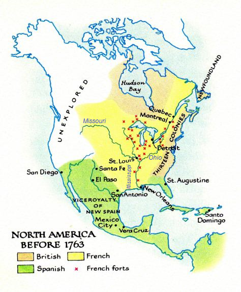 This is the map of North
                                    "America" before 1763 with
                                    New England, New France and New
                                    Spain, and all natives are not
                                    existing...