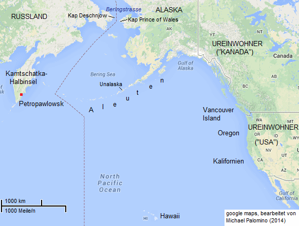 Karte der
                              dritten Cook-Expedition von Hawaii nach
                              Kalifornien, Oregon, Vancouver Island,
                              Aleuten mit Unalaska, Beringstrasse und
                              Petropawlowsk