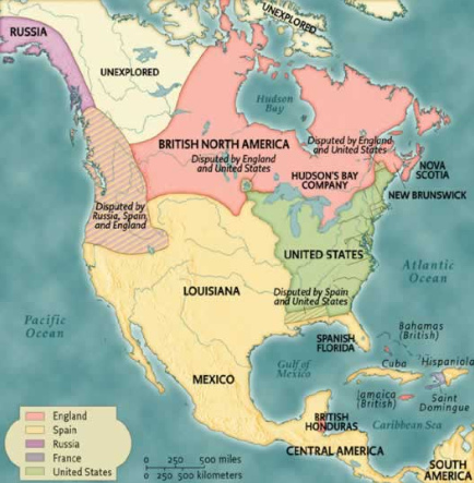 Map of North "America" after the
                        "Peace of Versailles" of 1783