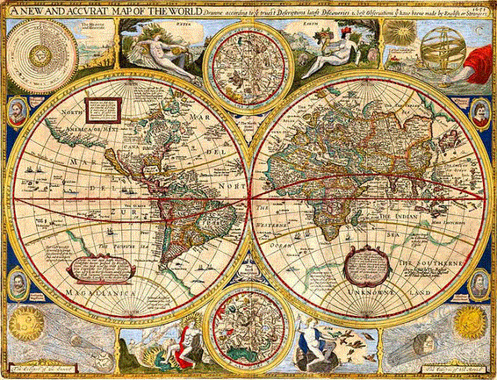 Weltkarte World Map
                John Speed 1627