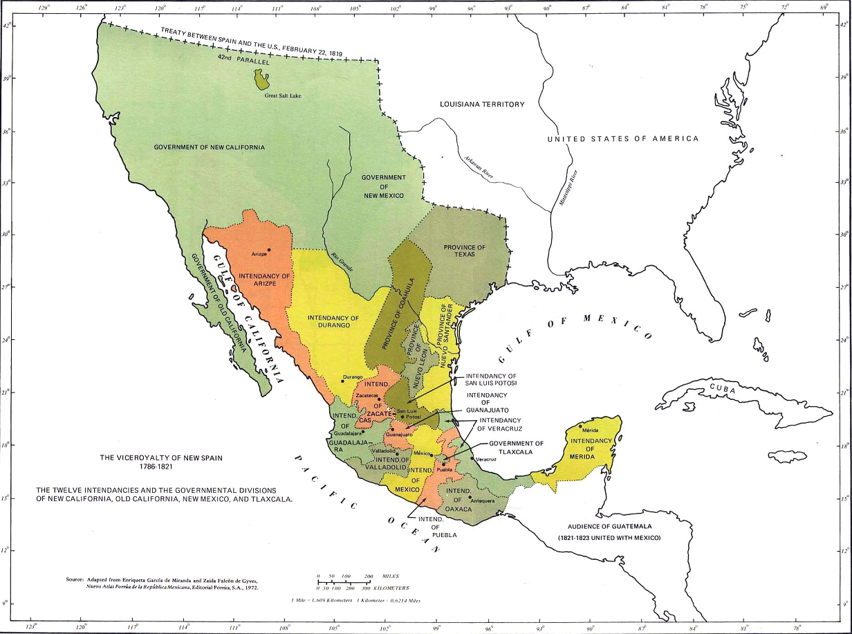 Karte des Vizeknigreichs Neu-Spanien (Mexiko) um
              1700