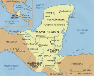 Karte von Yucatan mit der
              Primrnation der Maya