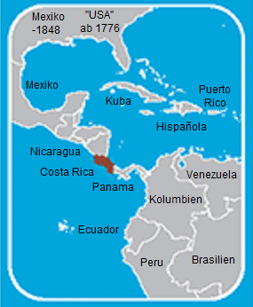 Karte mit der Position von Costa
              Rica