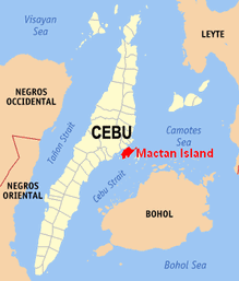 Map with Cebu Island, Mactan Island, and
                      with Bohol Island