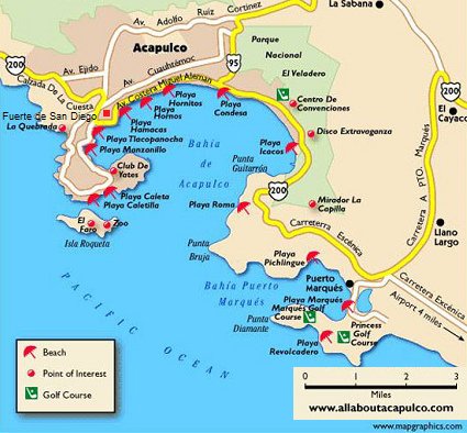 Plan von Acapulco mit der Festung San
                            Diego und der Hafenbucht "Puerto
                            Marqus"